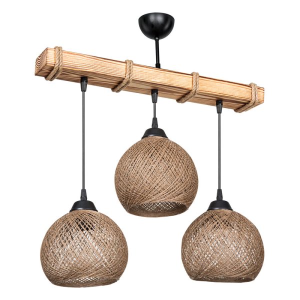 147 000111 Ceiling light Fiona pakoworld Ε27 walnut-beige 50x20x63cmBOHO CHIC > Luminaries