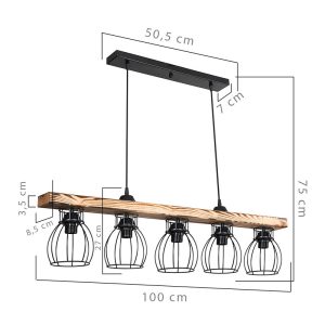 147 000140 3 Ceiling light Jazzy pakoworld Ε27 walnut-black 100x8.5x27cmBOHO CHIC > Luminaries