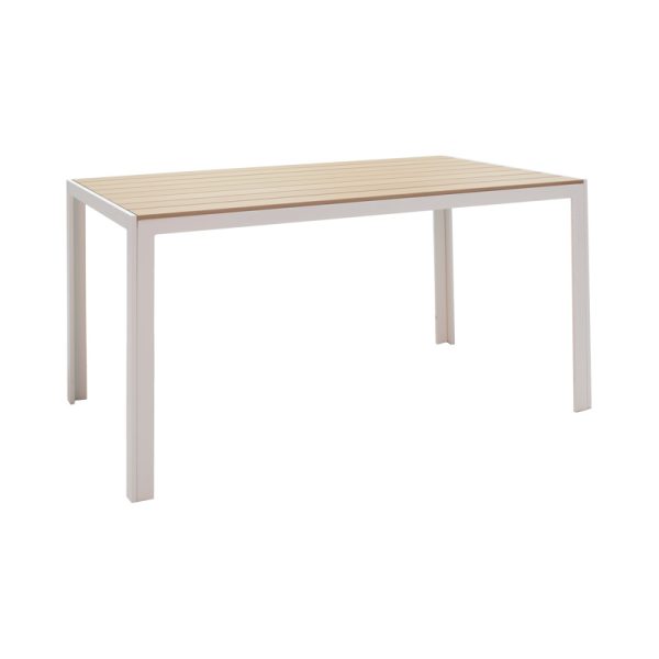 152 000006 4 Zacreta-Nares dining table set of 5 pcs pakoworld white-natural 140x80x72.5cmOutdoor furniture > Garden food table