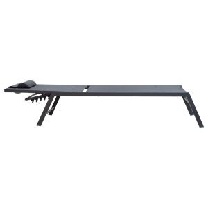152 000012 2 Sunbed Kiara pakoworld aluminium anthracite-textilene dark greyOutdoor furniture > Sunbeds