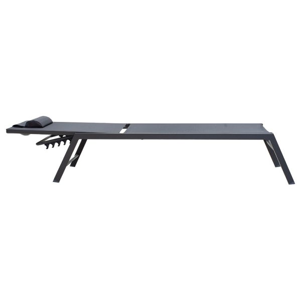 152 000012 2 Sunbed Kiara pakoworld aluminium anthracite-textilene dark greyOutdoor furniture > Sunbeds