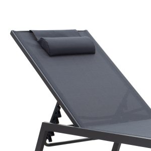 152 000012 3 Sunbed Kiara pakoworld aluminium anthracite-textilene dark greyOutdoor furniture > Sunbeds