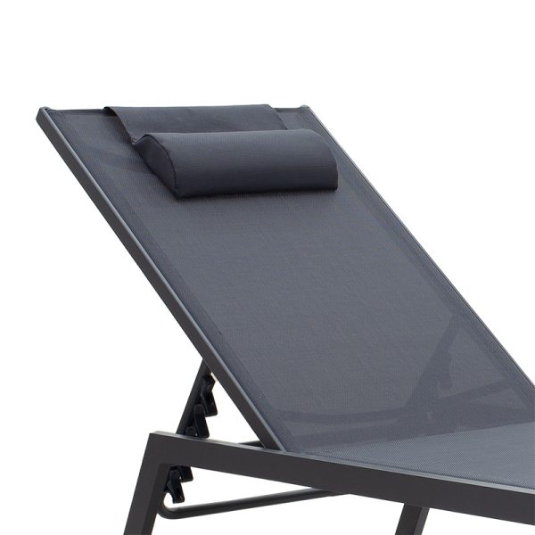 152 000012 3 Sunbed Kiara pakoworld aluminium anthracite-textilene dark greyOutdoor furniture > Sunbeds