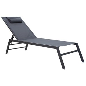 152 000012 Sunbed Kiara pakoworld aluminium anthracite-textilene dark greyOutdoor furniture > Sunbeds