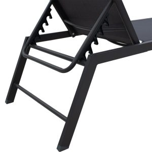 152 000012 4 Sunbed Kiara pakoworld aluminium anthracite-textilene dark greyOutdoor furniture > Sunbeds