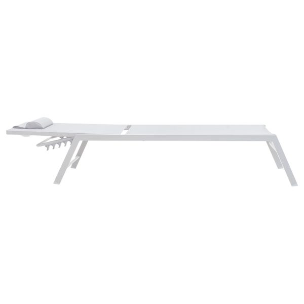 152 000013 2 Sunbed Kiara pakoworld aluminium white-beige textileneOutdoor furniture > Sunbeds