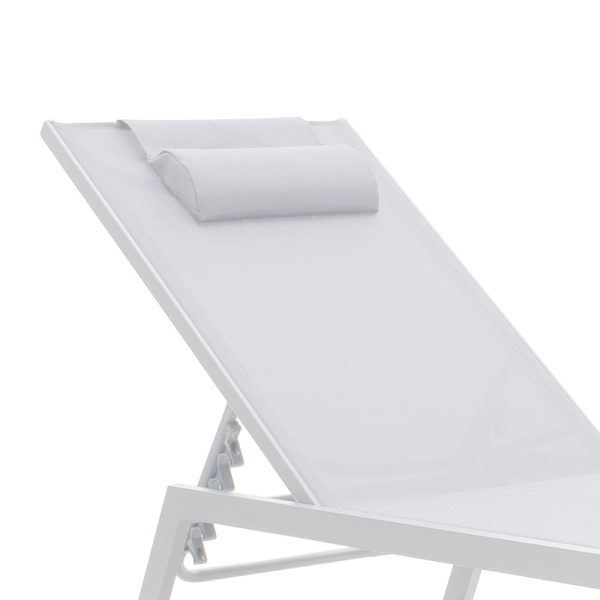 152 000013 3 Sunbed Kiara pakoworld aluminium white-beige textileneOutdoor furniture > Sunbeds