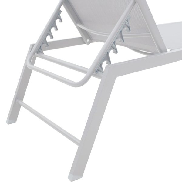 152 000013 4 Sunbed Kiara pakoworld aluminium white-beige textileneOutdoor furniture > Sunbeds