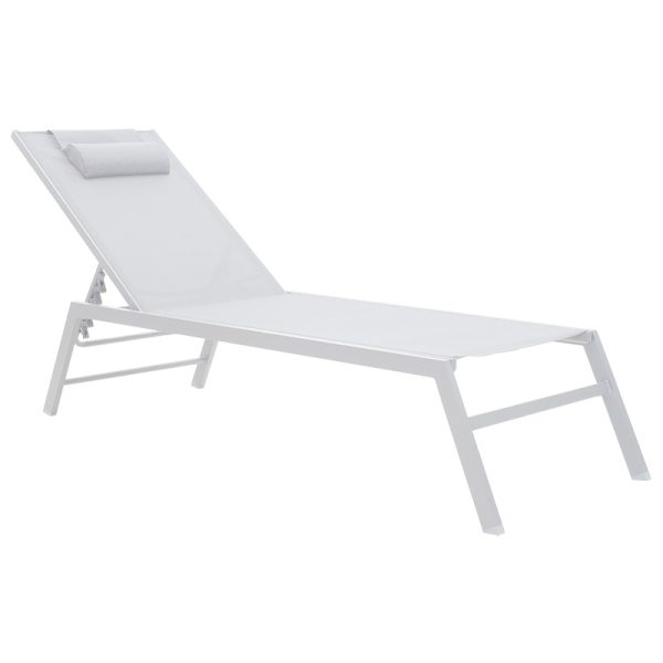 152 000013 Sunbed Kiara pakoworld aluminium white-beige textileneOutdoor furniture > Sunbeds