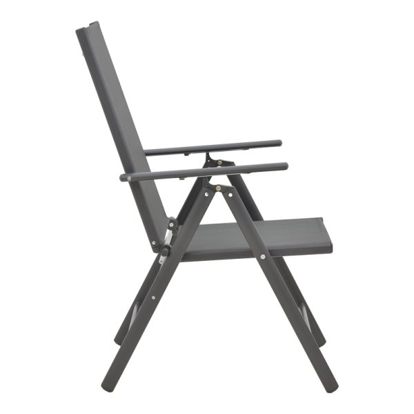 152 000023 2 Armchair Candor pakoworld anthracite metal and gray textilene 65x56x106cmOutdoor furniture > Garden armchairs