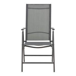 152 000023 3 Armchair Candor pakoworld anthracite metal and gray textilene 65x56x106cmOutdoor furniture > Garden armchairs