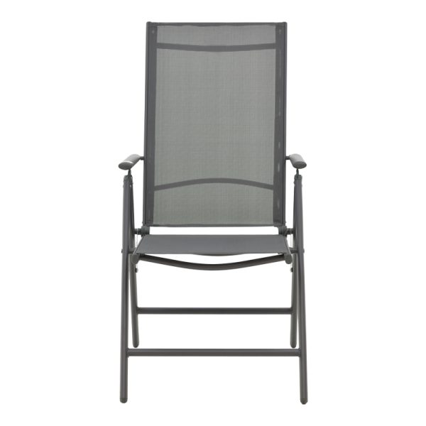 152 000023 3 Armchair Candor pakoworld anthracite metal and gray textilene 65x56x106cmOutdoor furniture > Garden armchairs