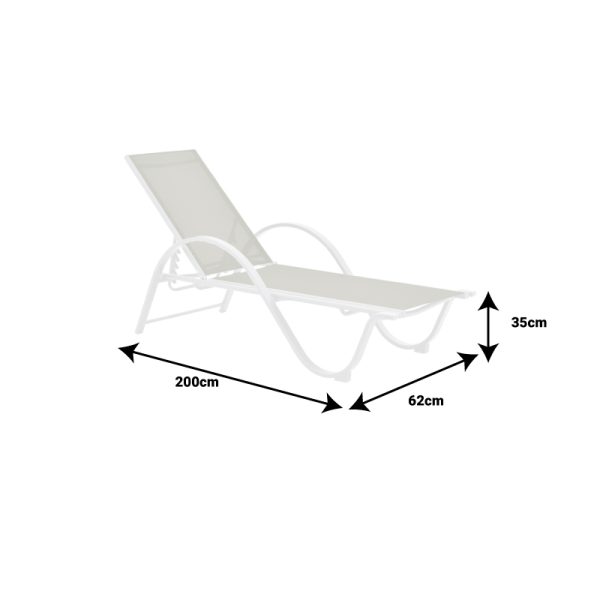 152 000024 3 Lounger with arms Attain pakoworld white aluminum and textilene in beige color 191x64x32cmOutdoor furniture > Sunbeds