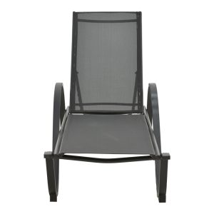 152 000025 3 Lounger with arms Attain pakoworld aluminum and textilene in dark gray shade 191x64x32cmOutdoor furniture > Sunbeds