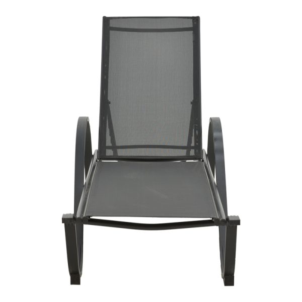 152 000025 3 Lounger with arms Attain pakoworld aluminum and textilene in dark gray shade 191x64x32cmOutdoor furniture > Sunbeds