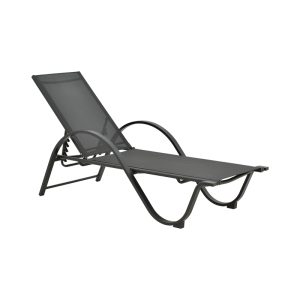 152 000025 Lounger with arms Attain pakoworld aluminum and textilene in dark gray shade 191x64x32cmOutdoor furniture > Sunbeds