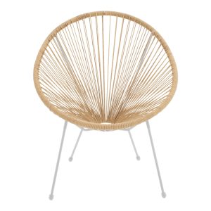 152 000038 3 Garden armchair Acapulco pakoworld white metal - pe rattan in natural shade 71x76x85cmBOHO CHIC > Chairs and Armchairs