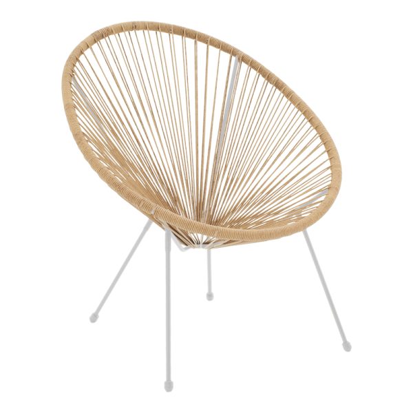 152 000038 Garden armchair Acapulco pakoworld white metal - pe rattan in natural shade 71x76x85cmBOHO CHIC > Chairs and Armchairs
