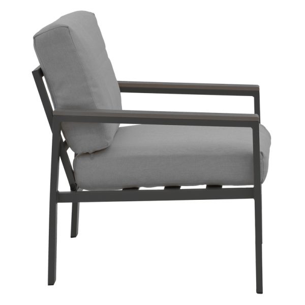 152 000060 3 Fashionable pakoworld living room set of 4 pieces fabric in gray shade and aluminum in anthracite shadeOutdoor furniture > Garden lounge sets