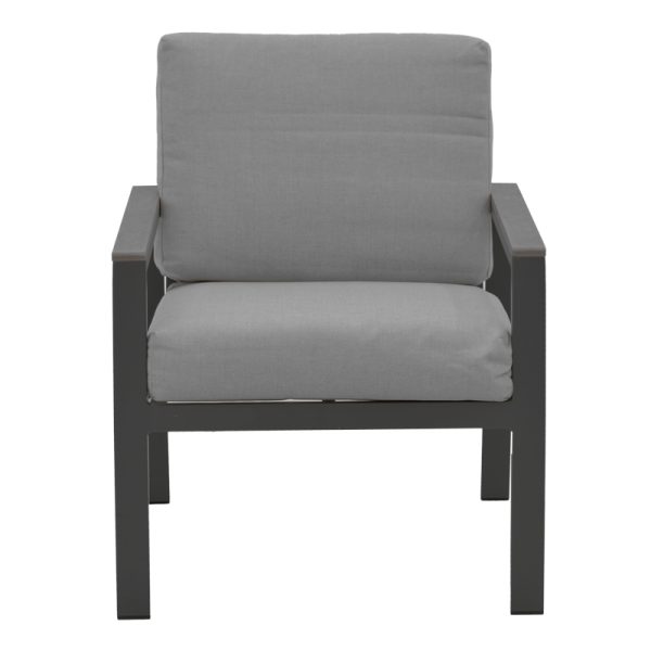 152 000060 4 Fashionable pakoworld living room set of 4 pieces fabric in gray shade and aluminum in anthracite shadeOutdoor furniture > Garden lounge sets