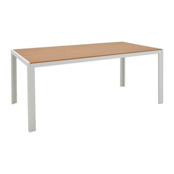 152 000076 4 Zacreta- Nares dining table set of 5 pcs pakoworld white aluminum and plywood in natural color 180x90x72.5cmOutdoor furniture > Garden food table