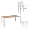 152 000077 Dining table Nares-Azelie A set of 5 pakoworld white aluminum and plywood in a natural shade 140x80x72.5cmOutdoor furniture > Garden food table