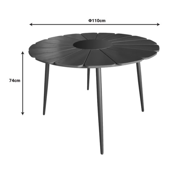 152 000088 3 Pinap table pakoworld black aluminum and black plywood D110x74cmOutdoor furniture > Garden dining sets