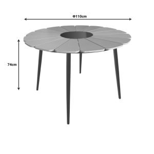 152 000089 3 Pinap table pakoworld black aluminum and plywood in a natural shade D110x74cmOutdoor furniture > Garden dining sets