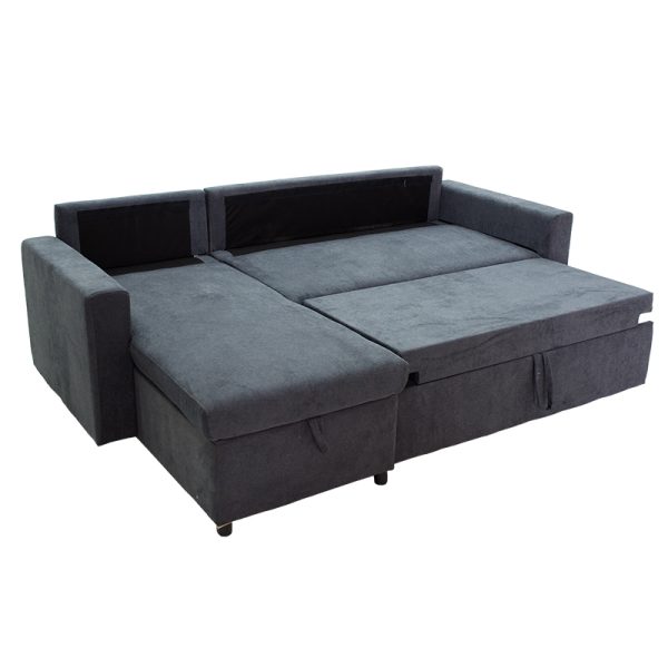 166 000010 2 Corner sofa-bed reversible Lilian pakoworld fabric anthracite 225x148x81cmIndoor furniture > Cornered sofas