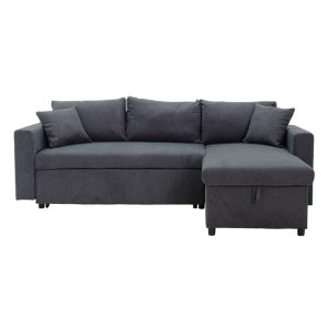 166 000010 3 Corner sofa-bed reversible Lilian pakoworld fabric anthracite 225x148x81cmIndoor furniture > Cornered sofas