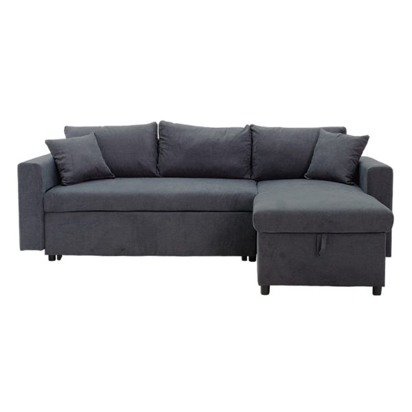 166 000010 3 Corner sofa-bed reversible Lilian pakoworld fabric anthracite 225x148x81cmIndoor furniture > Cornered sofas