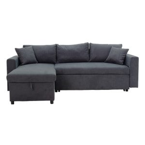 166 000010 4 Corner sofa-bed reversible Lilian pakoworld fabric anthracite 225x148x81cmIndoor furniture > Cornered sofas