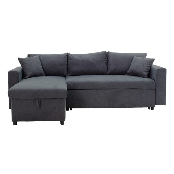 166 000010 4 Corner sofa-bed reversible Lilian pakoworld fabric anthracite 225x148x81cmIndoor furniture > Cornered sofas