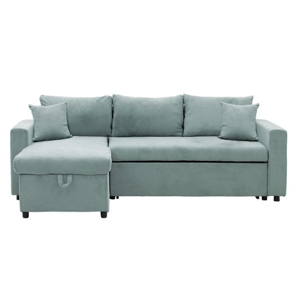166 000017 4 Corner sofa-bed reversible Lilian pakoworld fabric green mint 225x148x81cmIndoor furniture > Cornered sofas