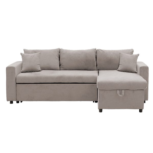 166 000018 3 Corner sofa-bed reversible Lilian pakoworld fabric beige 225x148x81cmIndoor furniture > Cornered sofas