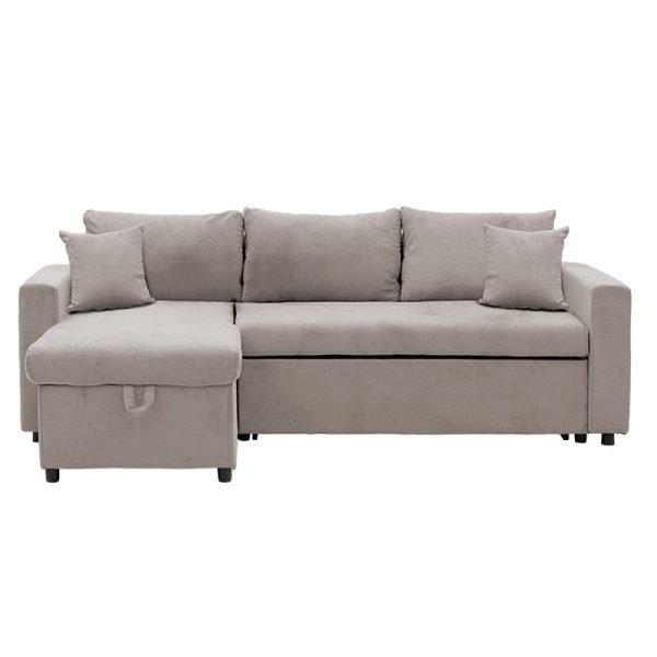 166 000018 4 Corner sofa-bed reversible Lilian pakoworld fabric beige 225x148x81cmIndoor furniture > Cornered sofas