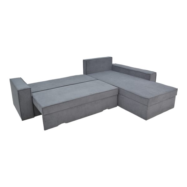 166 000025 2 Corner reversible sofa Venzie pakoworld grey color fabric 283x214x83cmIndoor furniture > Cornered sofas