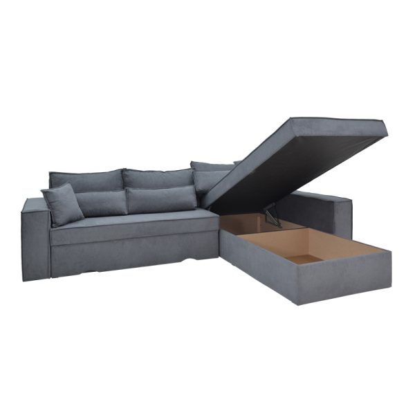 166 000025 3 Corner reversible sofa Venzie pakoworld grey color fabric 283x214x83cmIndoor furniture > Cornered sofas