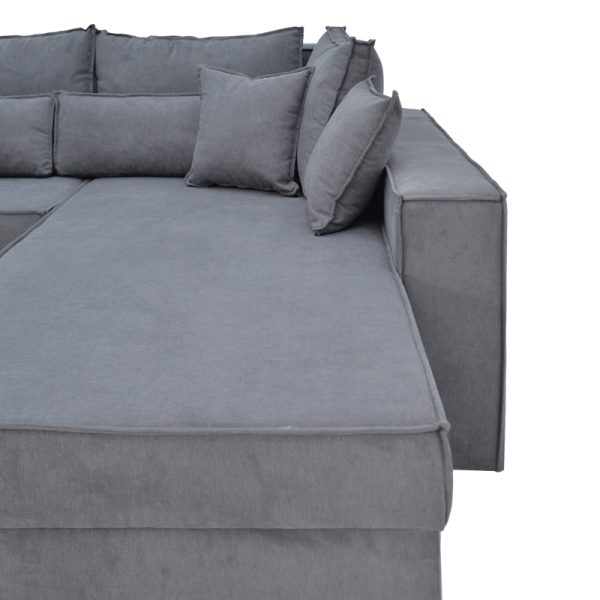 166 000025 4 Corner reversible sofa Venzie pakoworld grey color fabric 283x214x83cmIndoor furniture > Cornered sofas