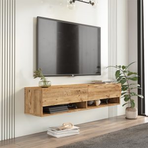 176 000063 2 Roscoe pakoworld wall TV unit in color sonoma 140x31.6x29.6cmIndoor furniture > TV stands