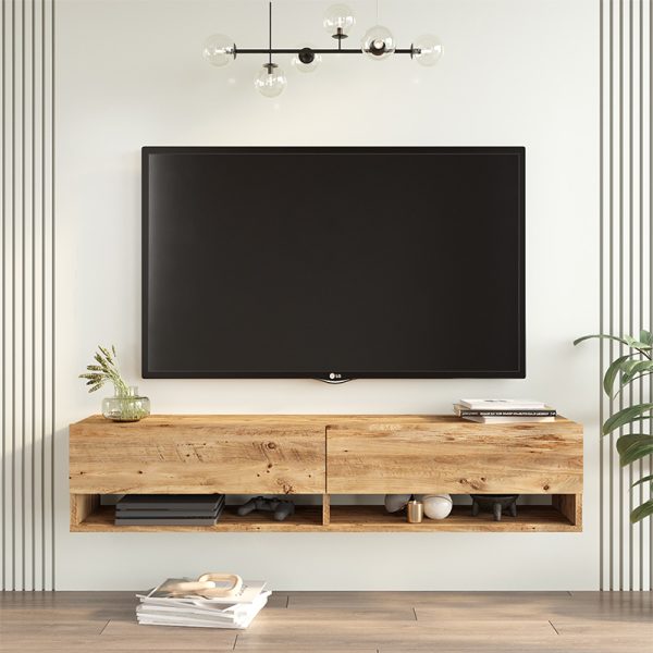176 000063 3 Roscoe pakoworld wall TV unit in color sonoma 140x31.6x29.6cmIndoor furniture > TV stands