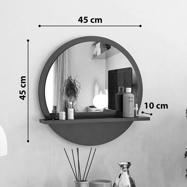 176 000172 3 Breda pakoworld melamine mirror in anthracite shade 49x6x49cmIndoor furniture > Home organization > Bathroom > Mirrors