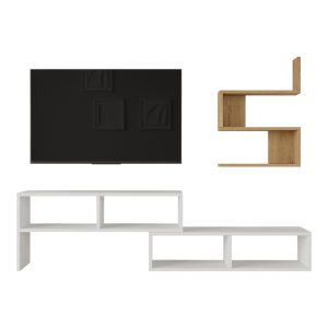 176 000222 3 Kakomo pakoworld living room set in white-natural shade 170x29.5x43cmIndoor furniture > Living room sets