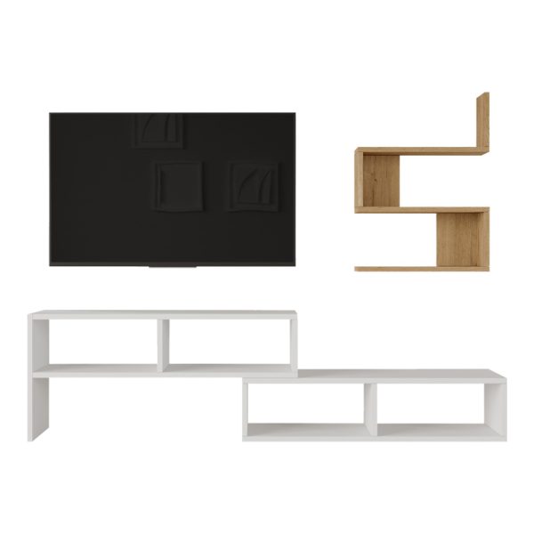 176 000222 3 Kakomo pakoworld living room set in white-natural shade 170x29.5x43cmIndoor furniture > Living room sets