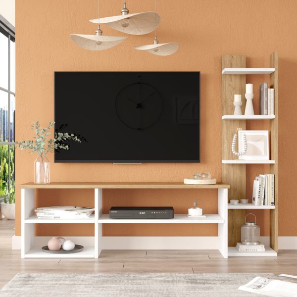 176 000224 2 Perla pakoworld living room set in white-natural 120x29.5x41.8cmIndoor furniture > Living room sets