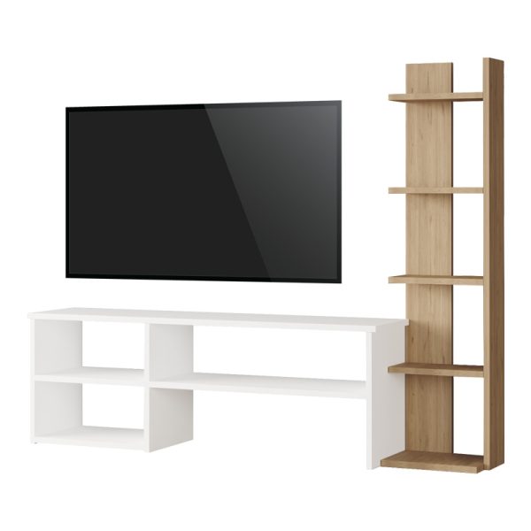 176 000224 Perla pakoworld living room set in white-natural 120x29.5x41.8cmIndoor furniture > Living room sets