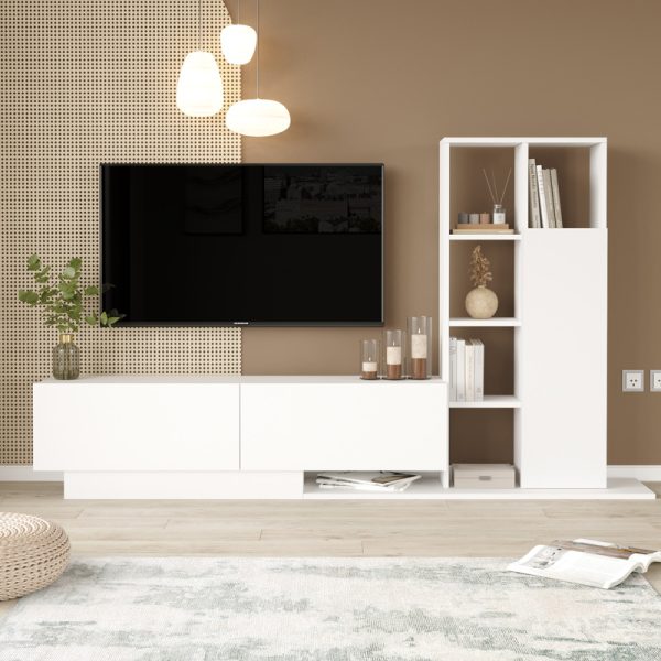 176 000225 2 Damon pakoworld living room set in white 140x29.5x39.5cmIndoor furniture > Living room sets