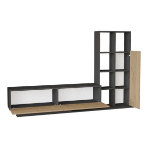 176 000226 3 Damon pakoworld living room set in natural-anthracite color 140x29.5x39.5cmIndoor furniture > Living room sets