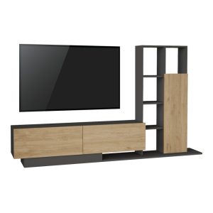 176 000226 Damon pakoworld living room set in natural-anthracite color 140x29.5x39.5cmIndoor furniture > Living room sets