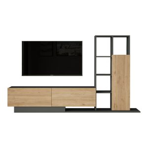176 000226 4 Damon pakoworld living room set in natural-anthracite color 140x29.5x39.5cmIndoor furniture > Living room sets